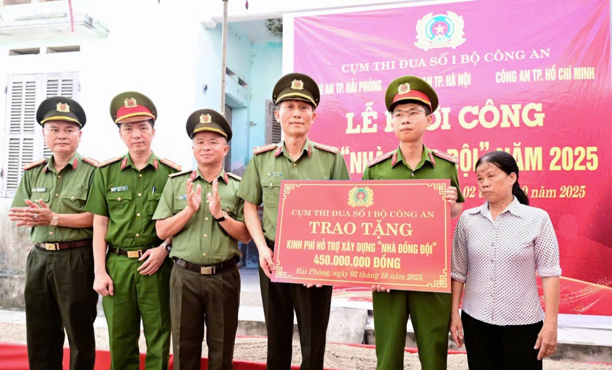 Khởi công nhà đồng đội tặng Thượng úy Công an khó khăn ở Hải Phòng